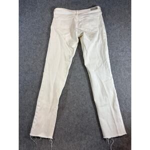 AG Adriano Goldschmied Jeans Womens White The Stilt Cigarette Leg Frayed Size 26